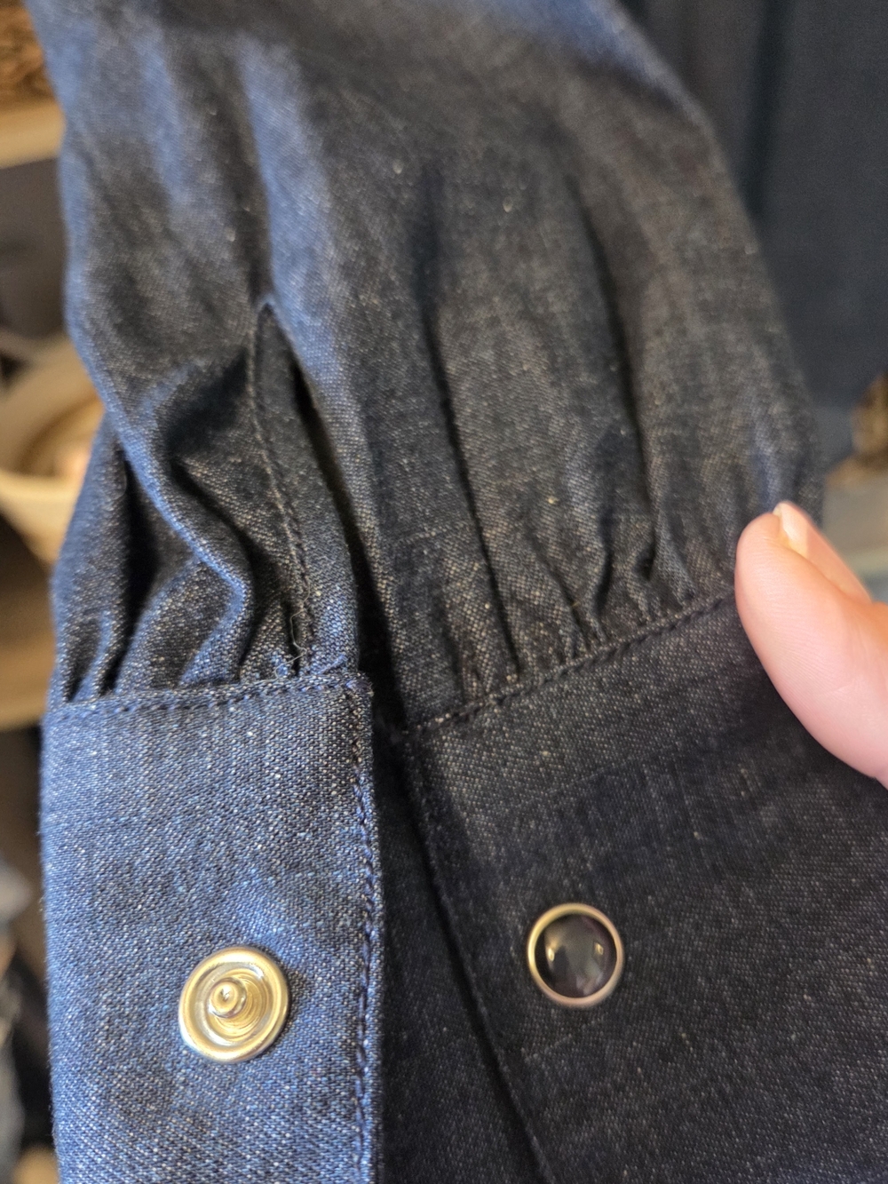 kate spade Dark Denim Button-Front Blouse - Picture 4 of 10